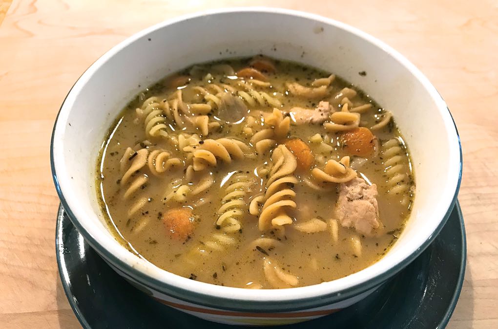 Photo of homemade Chicken Noodle Soup, one of the best soups for cold and flu